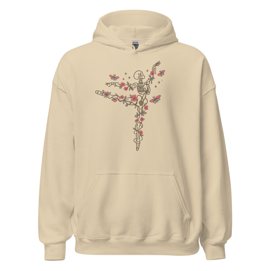 Dancing Skeleton Wildflowers Women's Halloween Hoodie - Unsolicited Apparel