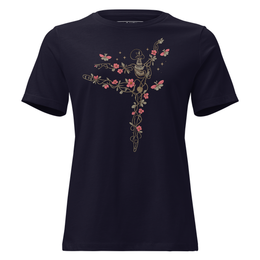Dancing Skeleton Wildflowers Women's Halloween Shirt - Unsolicited Apparel