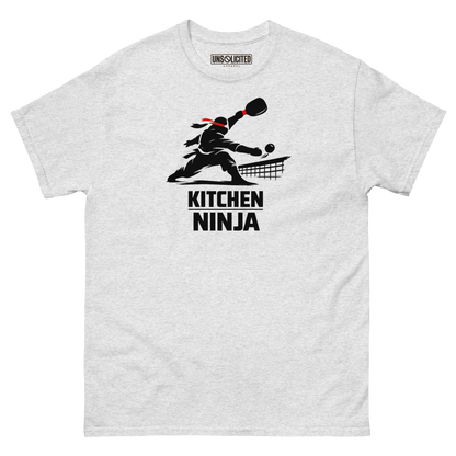 Kitchen Ninja funny pickleball shirt in Ash, front view