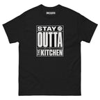 Stay Out of the Kitchen Pickleball Shirt in Black, front view