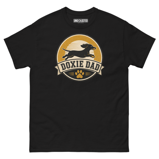 Doxie Dad Shirt in Black, front view