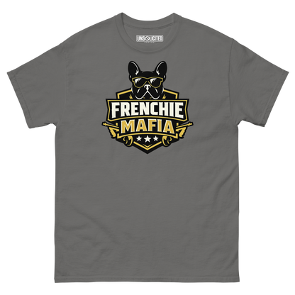 Frenchie Mafia funny French Bulldog shirt in Charcoal, front view