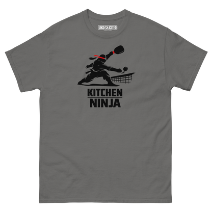 Kitchen Ninja funny pickleball shirt in Charcoal, front view