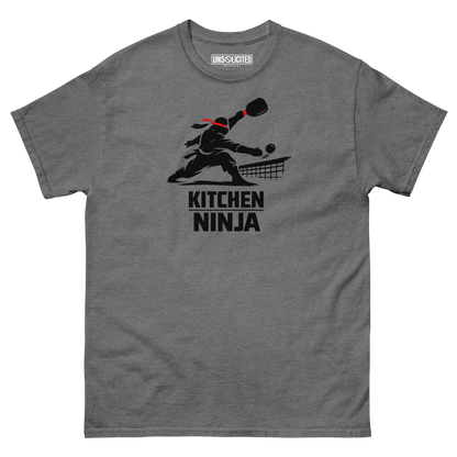 Kitchen Ninja funny pickleball shirt in Graphite Heather, front view