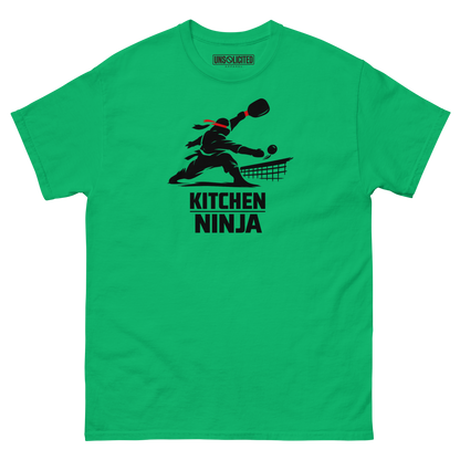 Kitchen Ninja funny pickleball shirt in Irish Green, front view