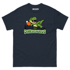 Dinkasaurus funny pickleball dinosaur shirt in Navy, front view