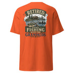 Veteran Grandpa Fishing Shirt in Orange, back view