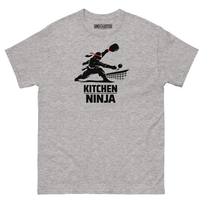 Kitchen Ninja funny pickleball shirt in Sport Grey, front view