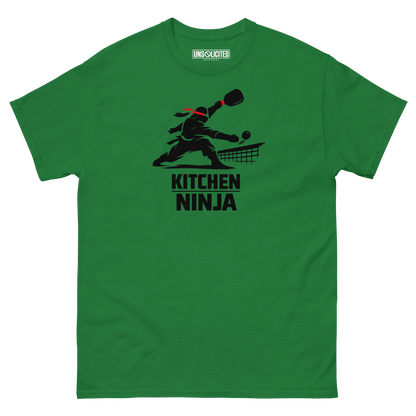 Kitchen Ninja funny pickleball shirt in Turf Green, front view