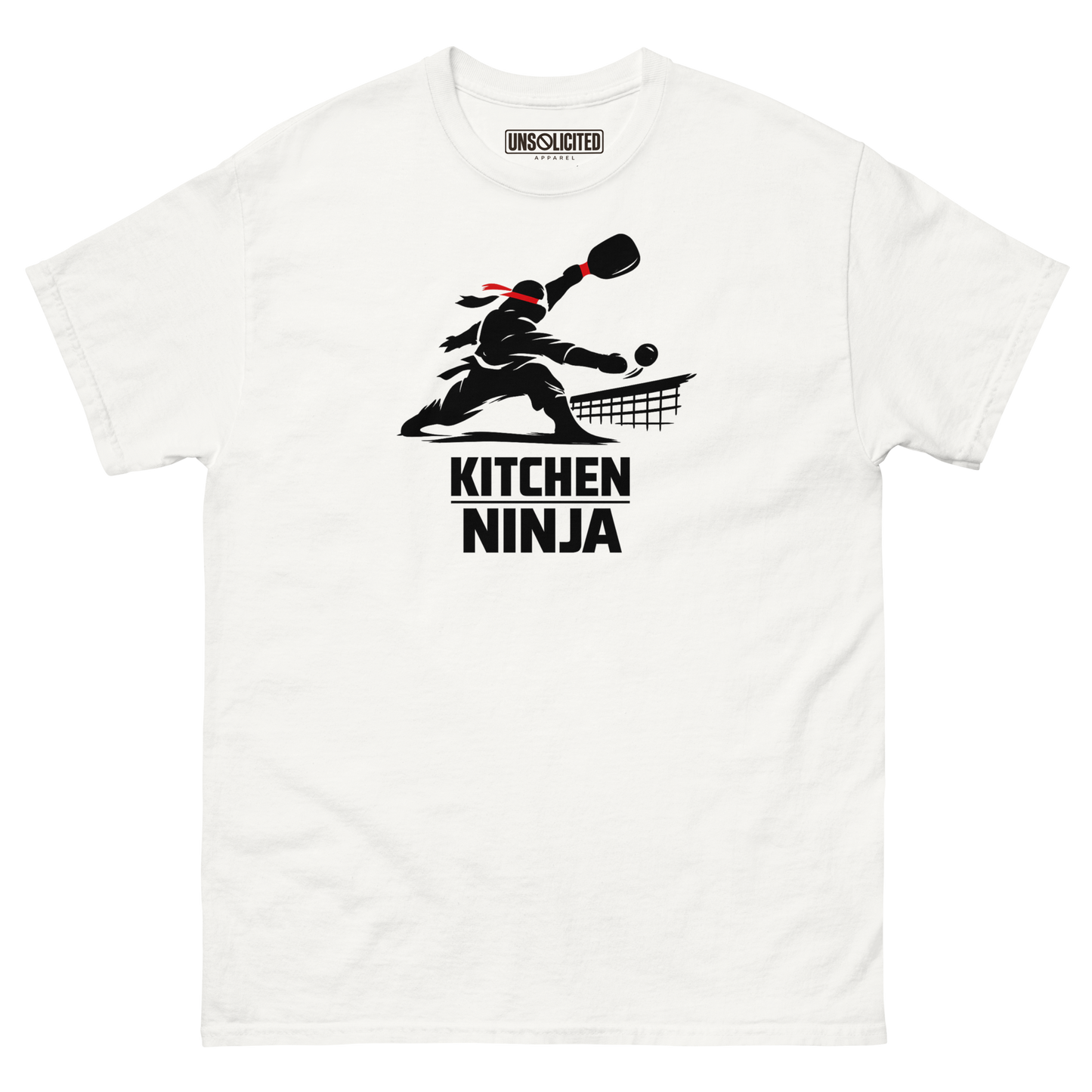 Kitchen Ninja funny pickleball shirt in White, front view