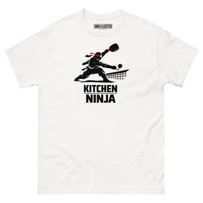 Kitchen Ninja funny pickleball shirt in White, front view