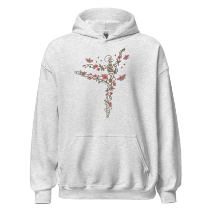 Dancing Skeleton Wildflowers Women's Halloween Hoodie - Unsolicited Apparel
