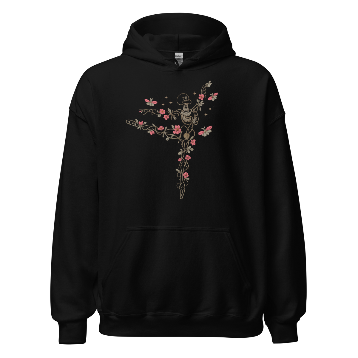 Dancing Skeleton Wildflowers Women's Halloween Hoodie - Unsolicited Apparel