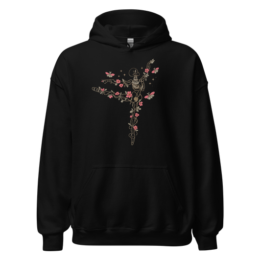 Dancing Skeleton Wildflowers Women's Halloween Hoodie - Unsolicited Apparel