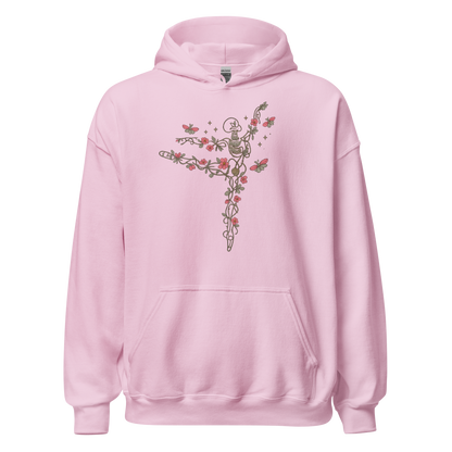 Dancing Skeleton Wildflowers Women's Halloween Hoodie - Unsolicited Apparel
