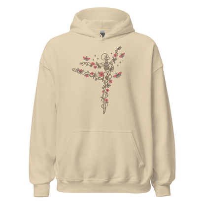 Dancing Skeleton Wildflowers Women's Halloween Hoodie - Unsolicited Apparel