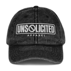 Unsolicited Apparel Retro Cotton Twill Cap in Black, front view