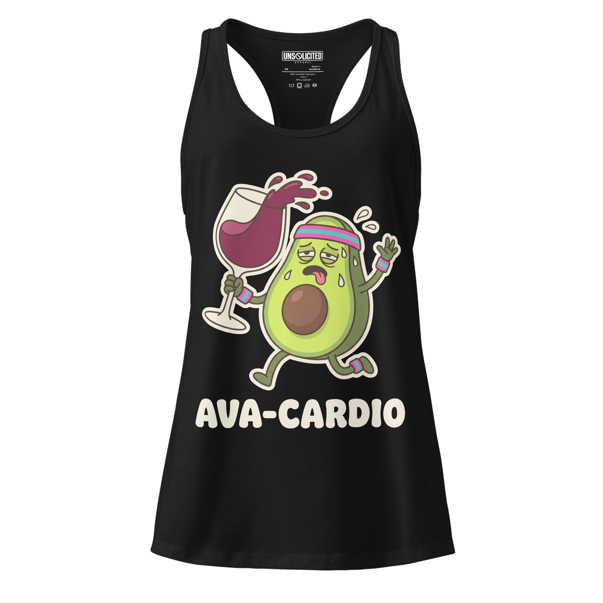 Ava-Cardio funny avocado workout tank top in Black