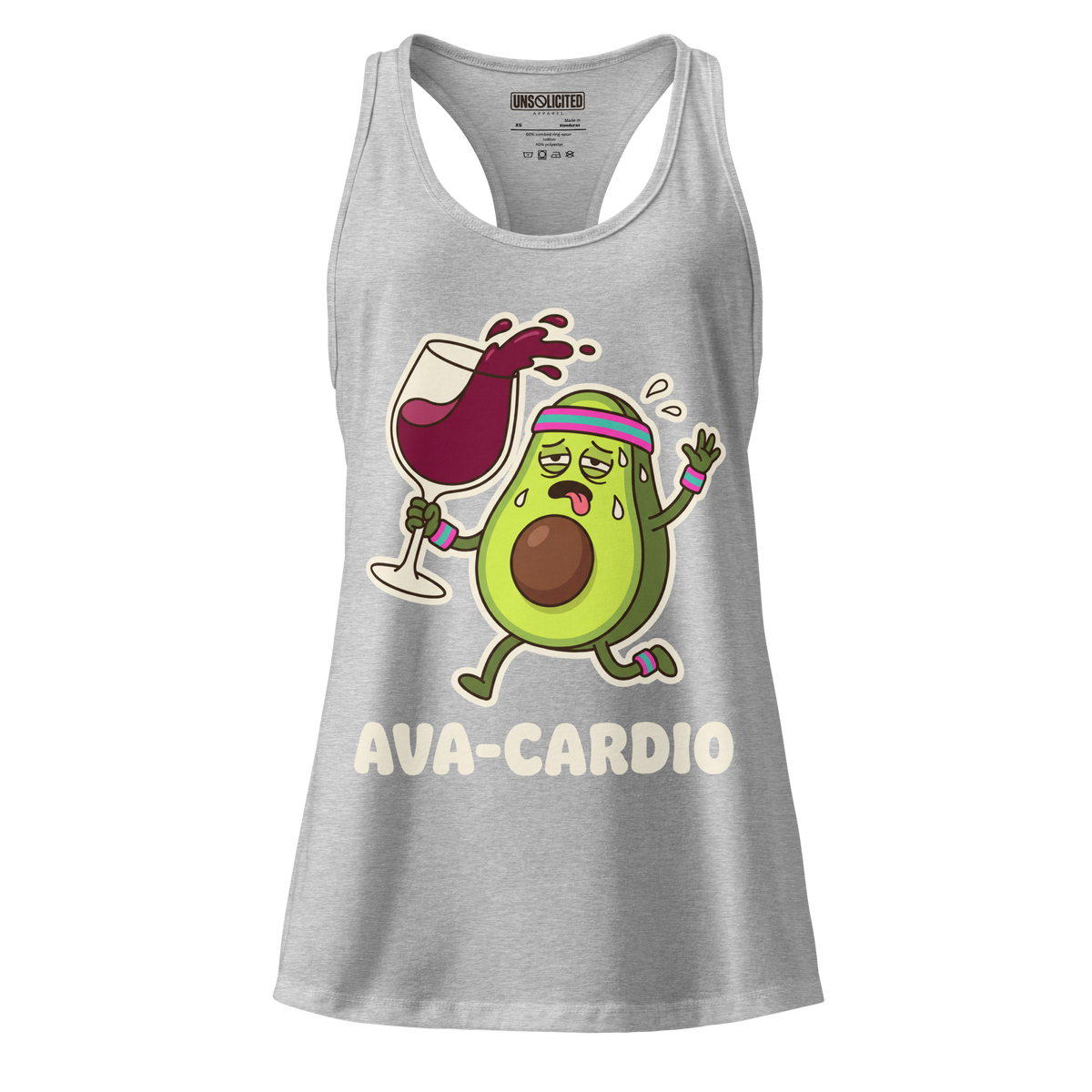 Ava-Cardio funny avocado workout tank top in Heather Gray