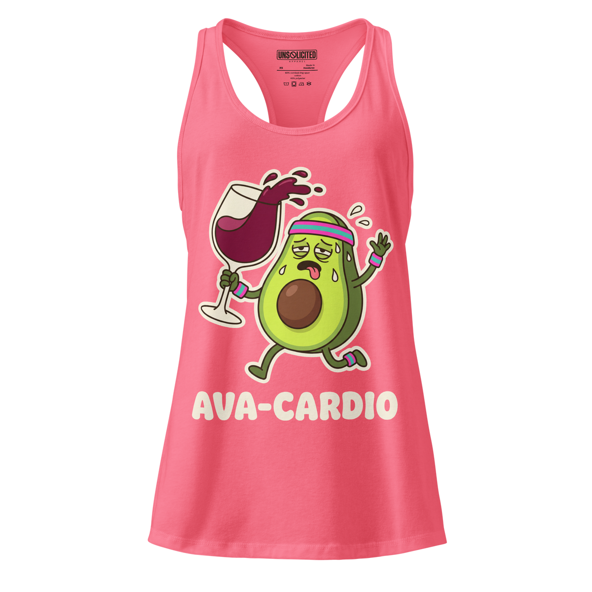 Ava-Cardio funny avocado workout tank top in Hot Pink