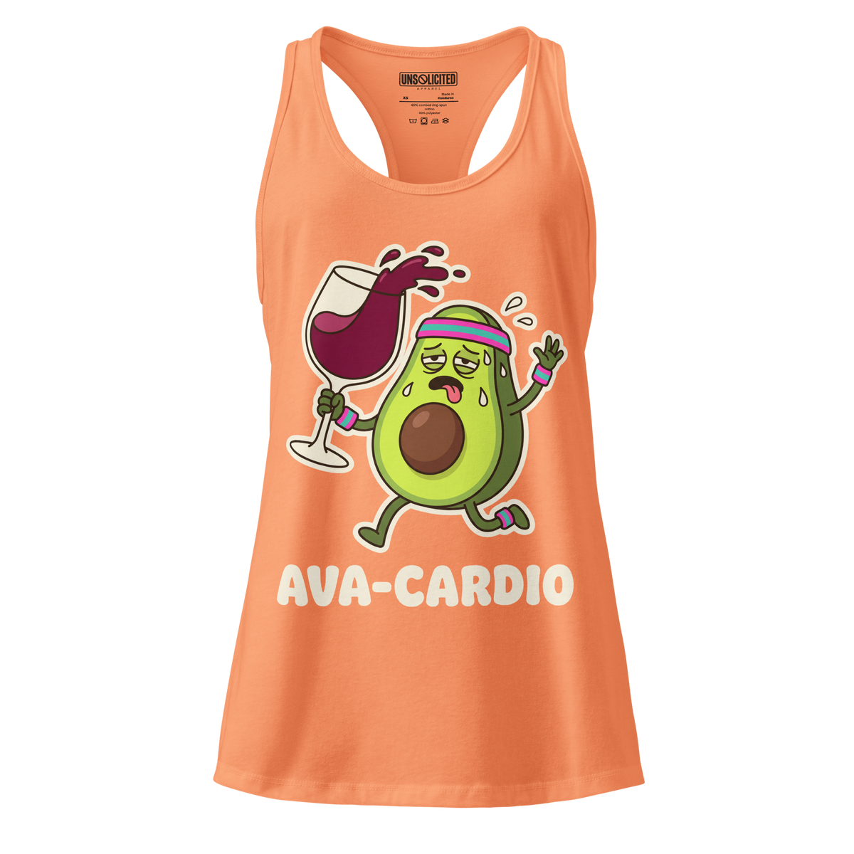 Ava-Cardio funny avocado workout tank top in Light Orange