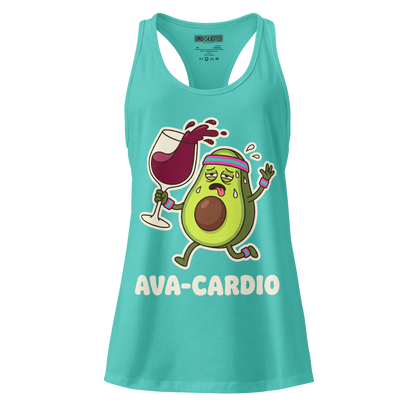 Ava-Cardio funny avocado workout tank top in Tahiti Blue