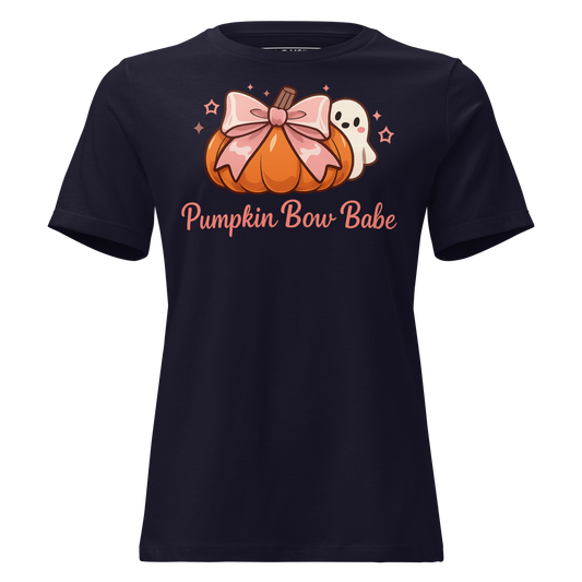 Pumpkin Bow Babe Women's Halloween Shirt - Unsolicited Apparel